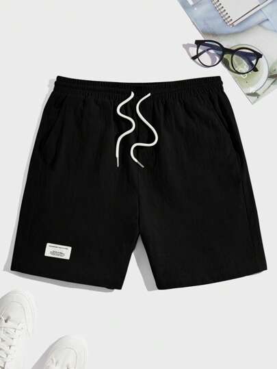 Homme Short À Applique Lettre À Cordon