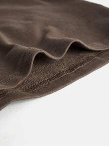 SHEIN BASICS Shorts deportivos lisos con bolsillo oblicuo y cintura con cordón de felpa de felpa - Café integral - Ver 9
