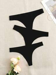 SHEIN Sport Studio 3pcs Solid Sexy Sports Thong