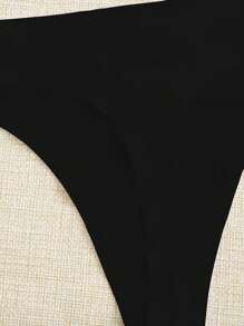 Easithlete 3件装纯色性感运动丁字裤 - 黑色 - 查看 3