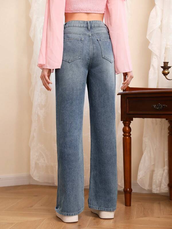 SHEIN MOD Solid Straight Leg Jeans SHEIN USA