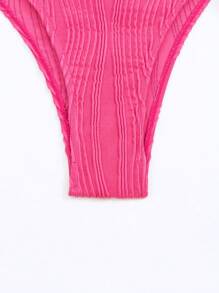 水钻装饰吊带三角比基尼套装，适合夏季海滩度假 - 玫紅色 - 查看 7