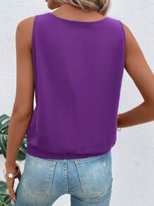 SHEIN LUNE Keyhole Neckline Tank Top - Violet Purple - View 2