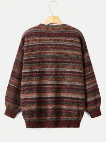 ROMWE Fairycore 女士圆领条纹渐变色套头毛衣、长袖上衣