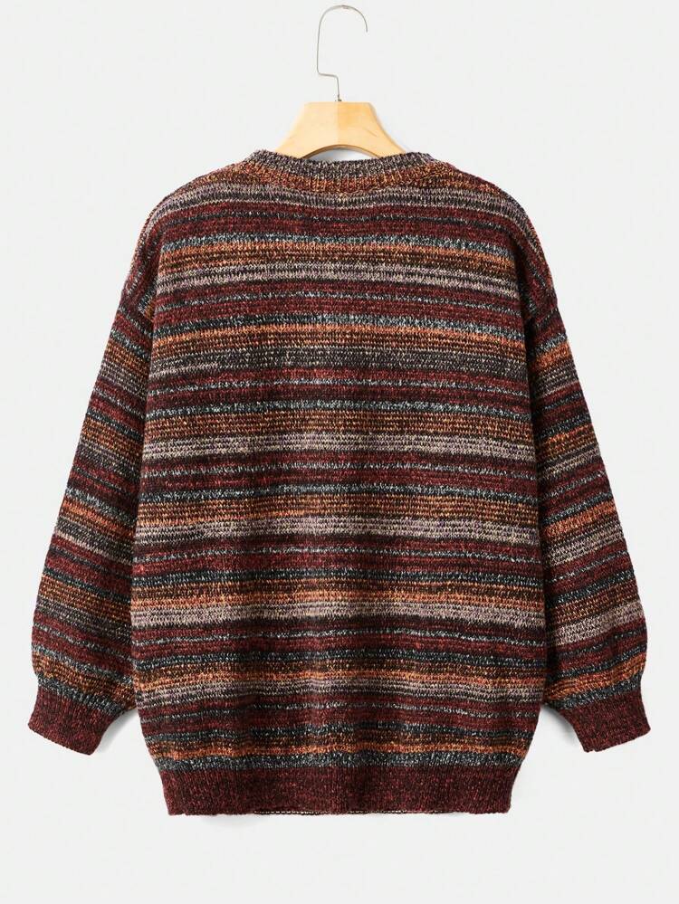 Women's Round Neck Striped Ombre Pullover Sweater,Long Sleeve Tops