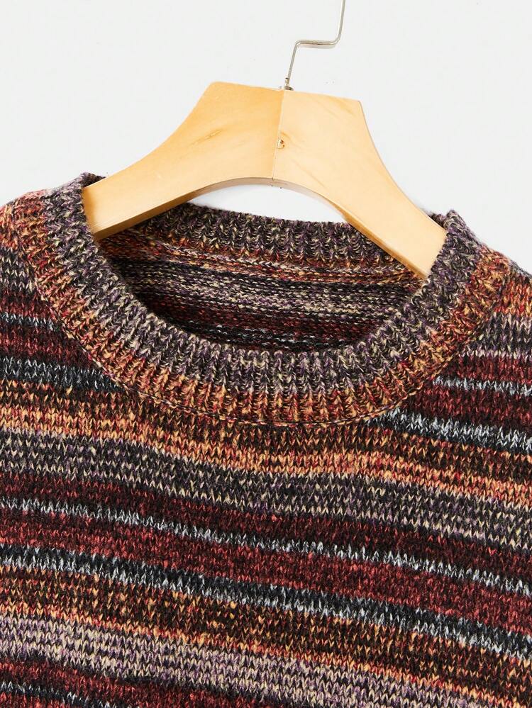 Women's Round Neck Striped Ombre Pullover Sweater,Long Sleeve Tops