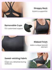 Easithlete Plus High Support Sports Bra - Dark Grey - View 3