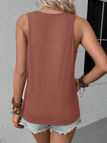 SHEIN LUNE Top tank con estampado de slogan - Marrón Chocolate - Ver 2