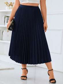 Celure 大碼高腰百褶半身裙