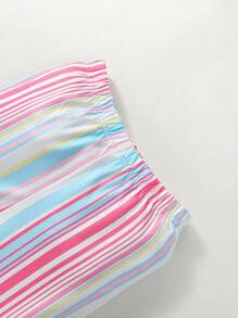 SHEIN Young Girl Striped Print Flare Leg Pants - Multicolor - View 4