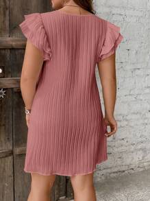 SHEIN Frenchy 大碼荷葉邊連衣裙 - 紅木色 - 查看 2