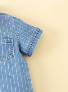 男小童口袋貼布牛仔襯衫 - 中等水洗藍 - 查看 4