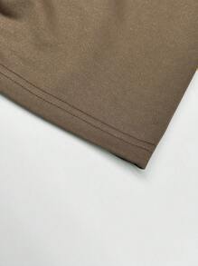 Claim Dot Áo Phông Nam Vừa Vặn Cổ Tròn Rớt Vai Tay Ngắn Khẩu Hiệu Tee Thường Ngày Mùa Hè Polyester - màu nâu - Xem 3
