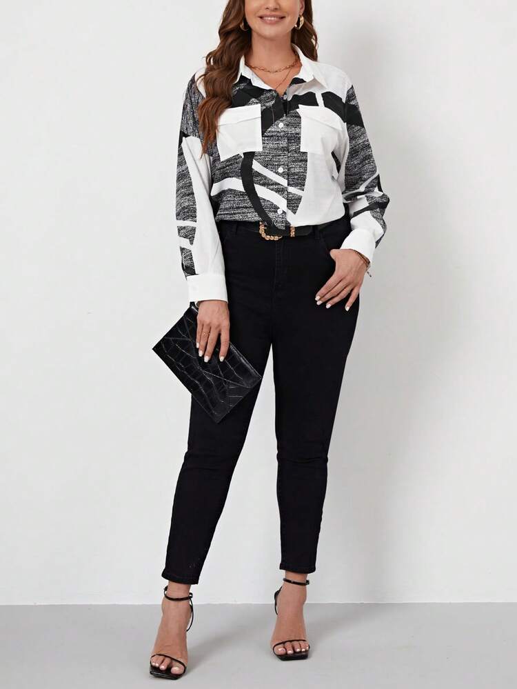 Plus Flap Pocket Drop Shoulder Shirt