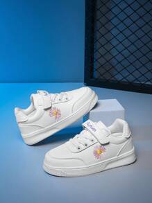 Baby Girl Floral Embroidery Skate Shoes - White - View 4
