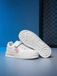 Baby Girl Floral Embroidery Skate Shoes - White - View 5