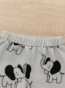 SHEIN Baby Boy 2pcs Cartoon Graphic Joggers - Multicolor - View 5