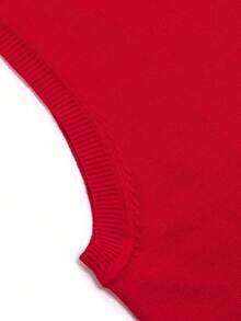 Men Solid V-neck Sweater Vest Without Shirt - Red - View 5