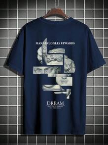 Manfinity LEGND Men Figure & Slogan Graphic Tee - Navy Blue - View 4