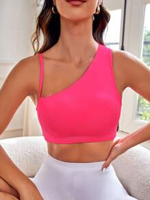 SHEIN Yoga Sxy Cut Out Backless Sports Bra - Hot Pink - View 2