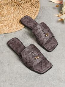 女性平底涼鞋2023夏天新品到貨時尚,舒服的防滑,魚嘴風格透氣鞋那可外部帶任何 - 淡紫色 - 查看 1