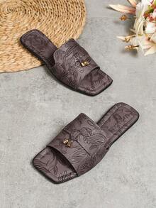 女性平底涼鞋2023夏天新品到貨時尚,舒服的防滑,魚嘴風格透氣鞋那可外部帶任何 - 淡紫色 - 查看 4