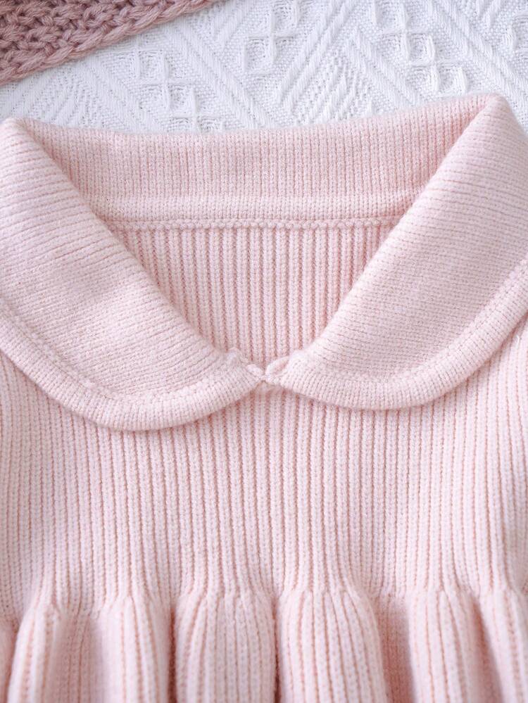 Baby Girl Peter Pan Collar Lantern Sleeve Sweater