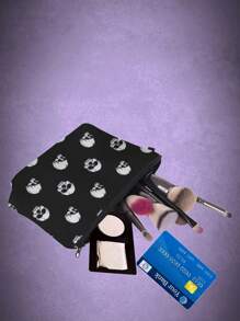 ROMWE Goth 285214 Skull Pattern Makeup Bag - Black - View 4