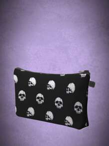 ROMWE Goth 285214 Skull Pattern Makeup Bag - Black - View 5