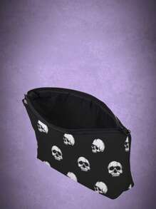 ROMWE Goth 285214 Skull Pattern Makeup Bag - Black - View 6