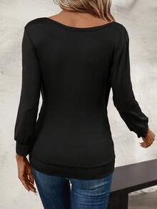 SHEIN Clasi 豹紋印花褶邊二合一運動衫 - 黑色 - 查看 2