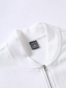 Manfinity Homme Nam Dây kéo Quarter Áo polo - trắng - Xem 4