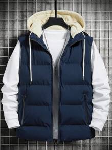 Manfinity Hypemode Áo khoác có mũ trùm đầu có khóa kéo cho nam 1 chiếc - Màu xanh hải quân - Xem 1