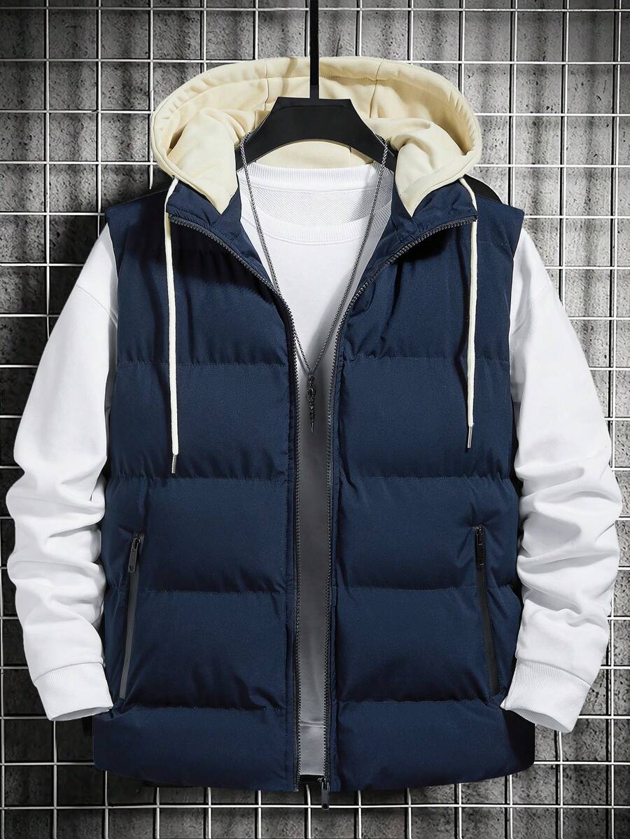 Manfinity Hypemode Áo khoác có mũ trùm đầu có khóa kéo cho nam 1 chiếc - Màu xanh hải quân - Xem 1