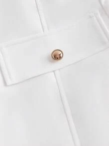 SHEINNeu Flap Detail Mesh Overlay Skirt - White - View 3