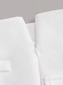 SHEINNeu Flap Detail Mesh Overlay Skirt - White - View 4