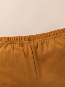 Đứa bé gái In hoa Viền Ruffle tay áo lá sen Áo & Quần ống loe & Băng đô đầu - Cà phê nâu - Xem 6