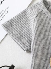 女婴彩虹印花插肩袖连体衣 - 灰色 - 查看 3