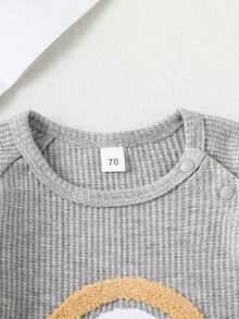 女婴彩虹印花插肩袖连体衣 - 灰色 - 查看 5