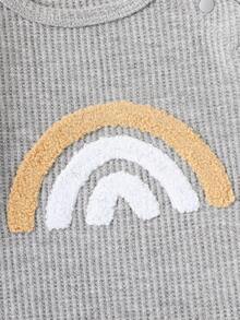 女婴彩虹印花插肩袖连体衣 - 灰色 - 查看 6