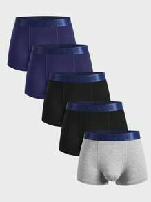 Men 5pcs Letter Graphic Contrast Tape Boxer Brief - Multicolor - View 14