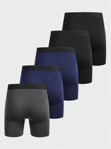 Men 5pcs Letter Graphic Tape Waistband Boxer Brief - Multicolor - View 2