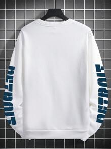 Manfinity Roghcode Men's Loose Fit Letter Printed Pullover Sweatshirt - White - View 6