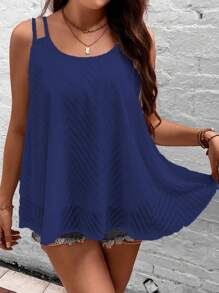 SHEIN LUNE Plus Jacquard Cami Top - Royal Blue - View 1
