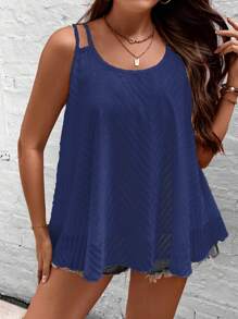 SHEIN LUNE Plus Jacquard Cami Top - Royal Blue - View 3