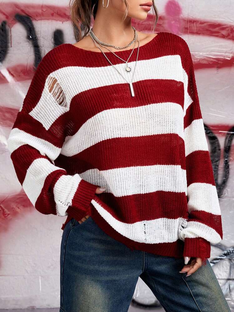 Two Tone Drop Shoulder Sweater