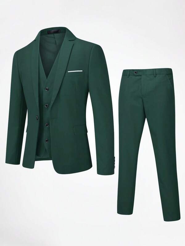 CLOUDSTYLE Hombres con botón delantero Blazer & Chaleco & Pantalones de traje
