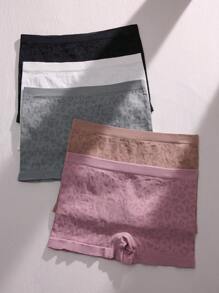 SHEIN 5 piezas Boyshorts de leopardo jacquard - Multicolor - Ver 2
