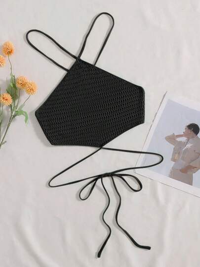 SHEIN Franclia 十字交叉後背繫帶針織上衣