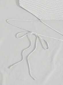 Breezaya 露背繫帶針織上衣 - 白色 - 查看 5